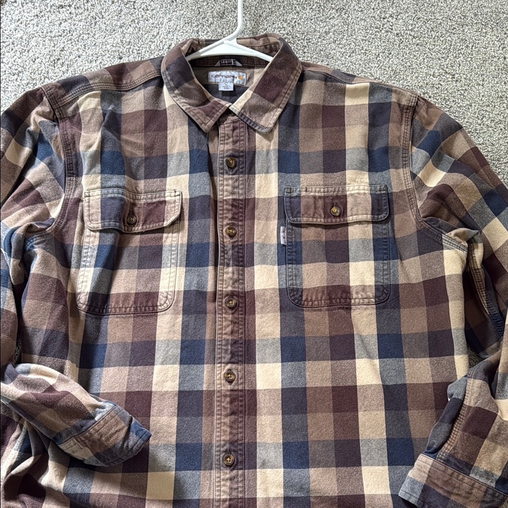 Plaid Flannel Shirt - Brown and Blue carhartt